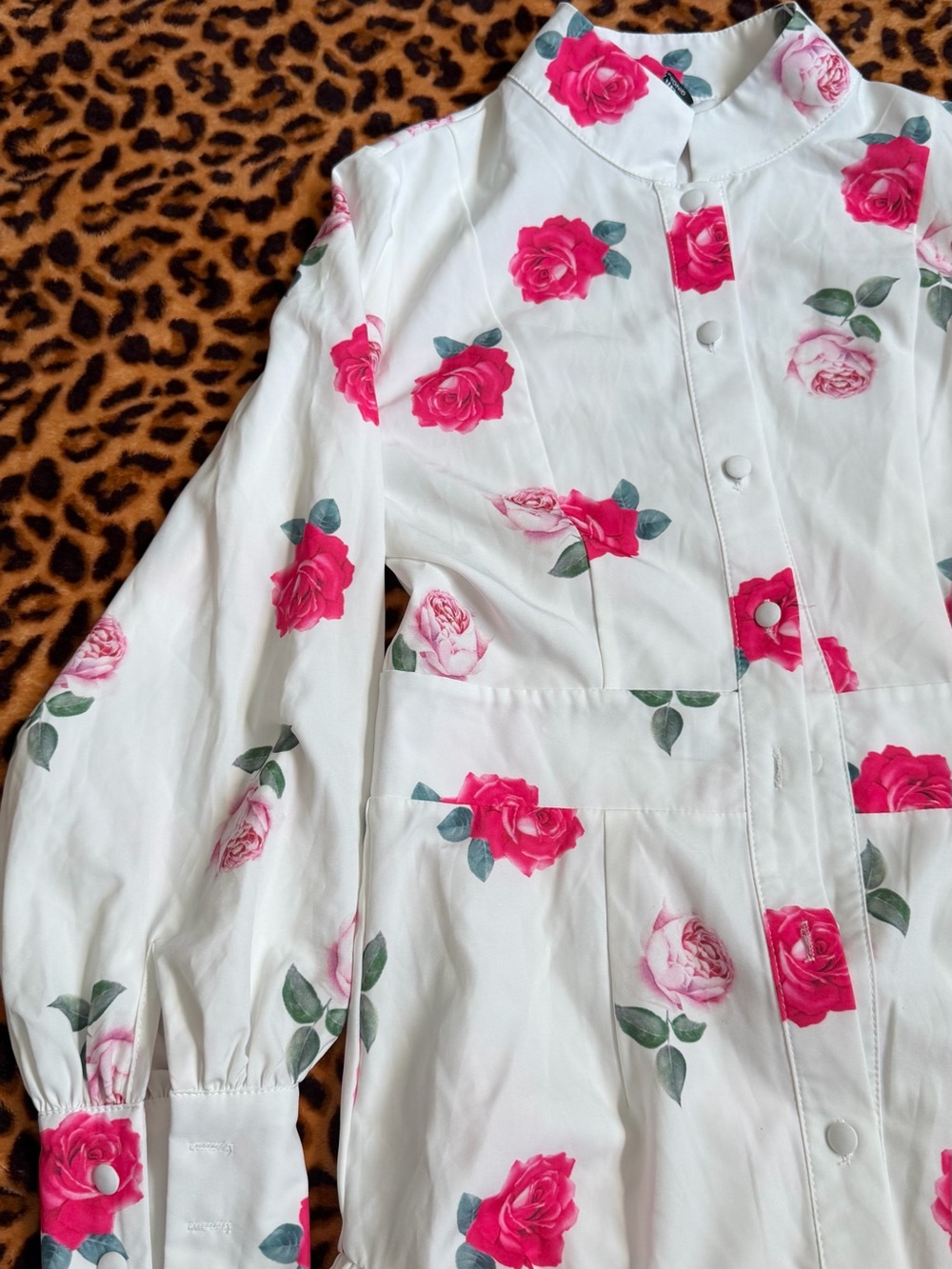Unlisted White Midi Dress with Pink Rose Print